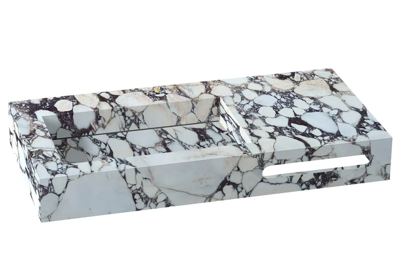 Calacatta Viola Marble Wall-mount Bathroom Sink Hidden Drain and Towel Holder by GobekDesign