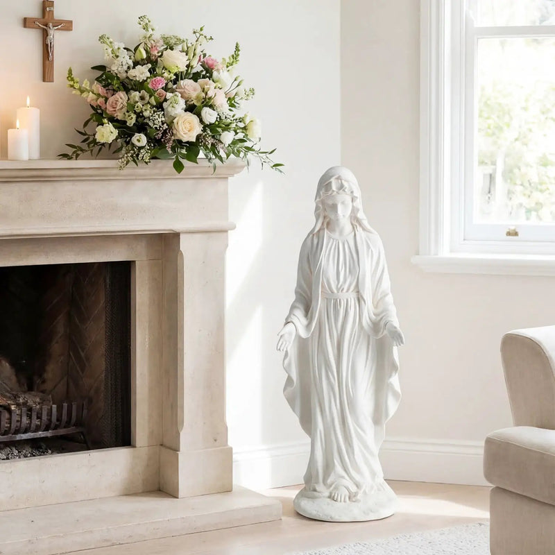 Virgin Mary Statue 29.5 inch Tall Outdoor Religious Sculpture with Aged Finish by DirectDeals