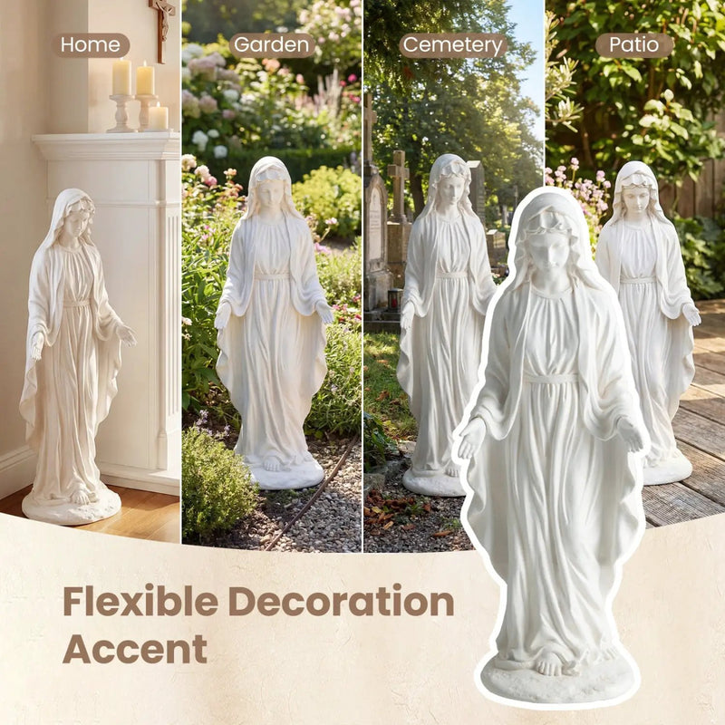 Virgin Mary Statue 29.5 inch Tall Outdoor Religious Sculpture with Aged Finish by DirectDeals