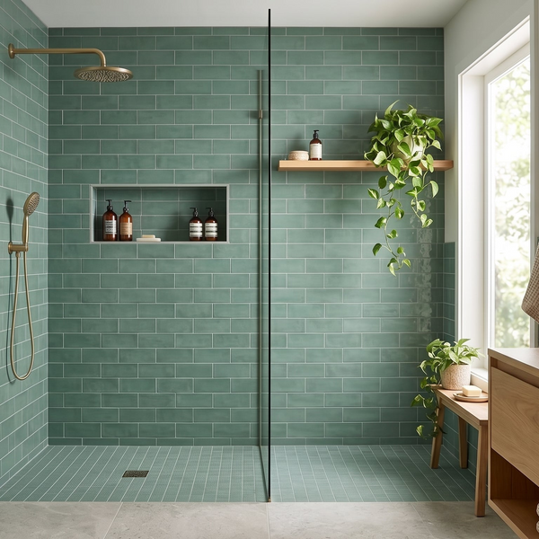 Vision Color Jade Green Anti-Slip Resin Look Porcelain Tiles 3x12