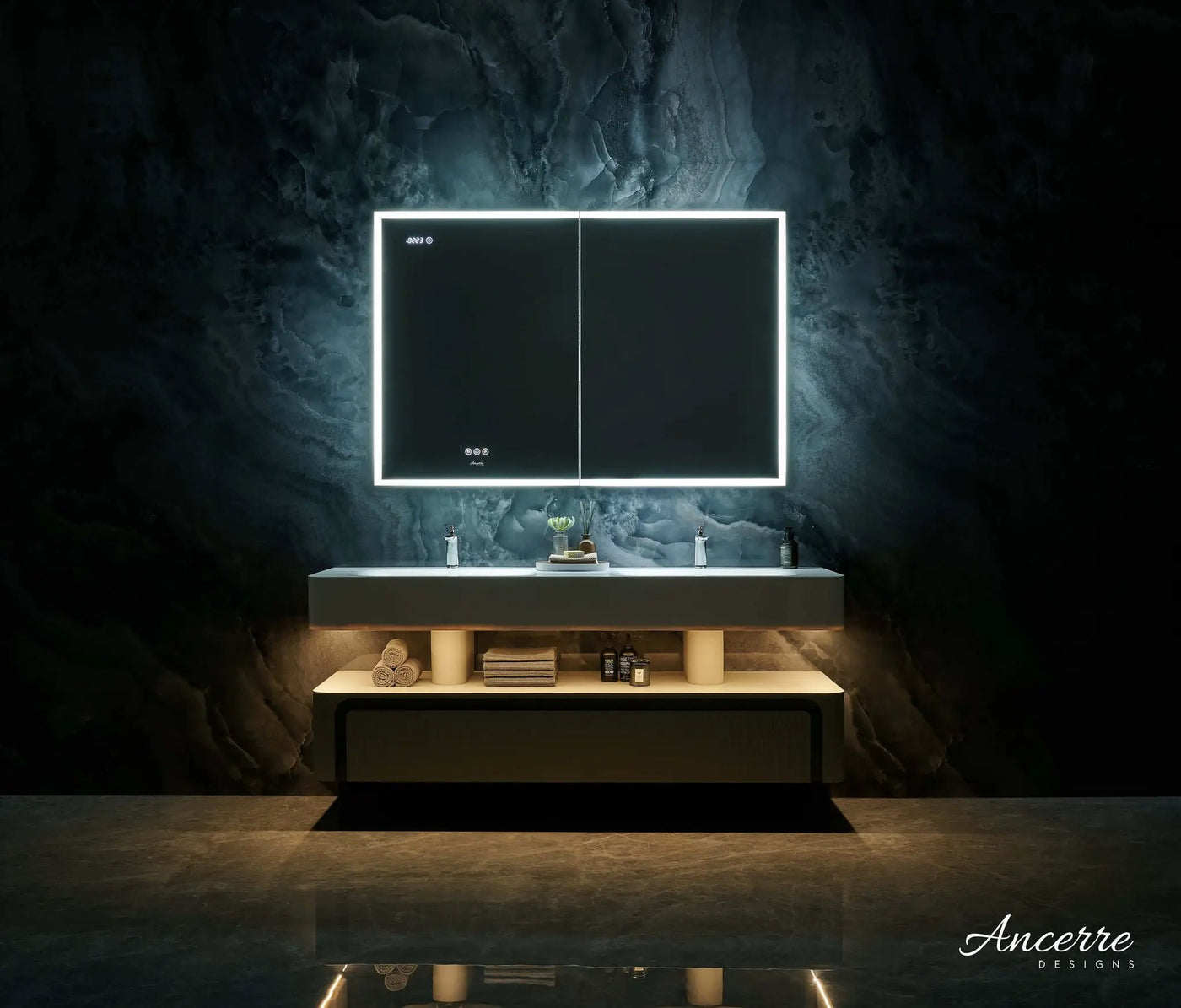 Pagani LED Mirror Cabinet with Defogger, Dimmer, Magnifier & USB outlet by Ancerre Designs