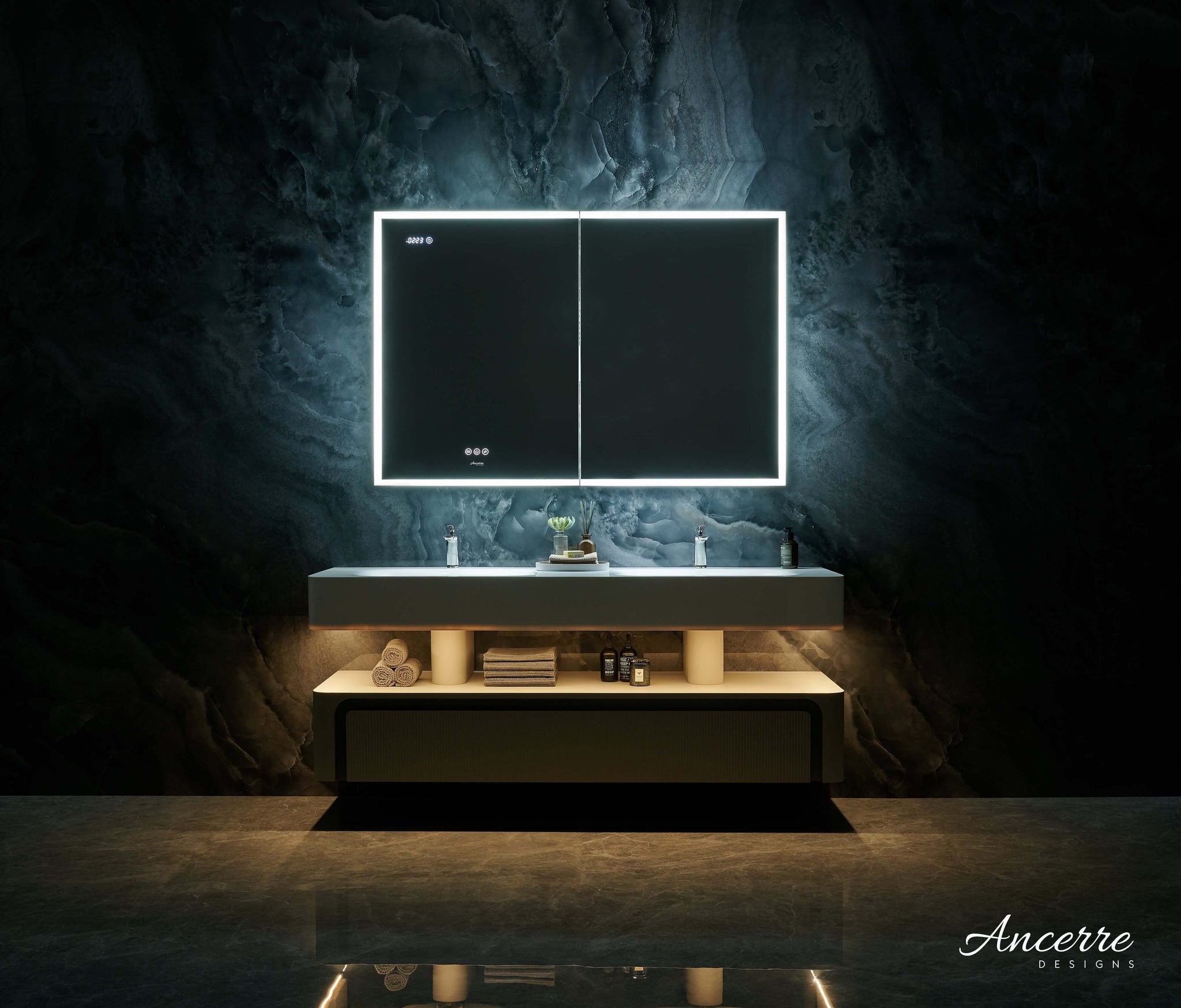 Pagani LED Mirror Cabinet with Defogger, Dimmer, Magnifier & USB outlet by Ancerre Designs