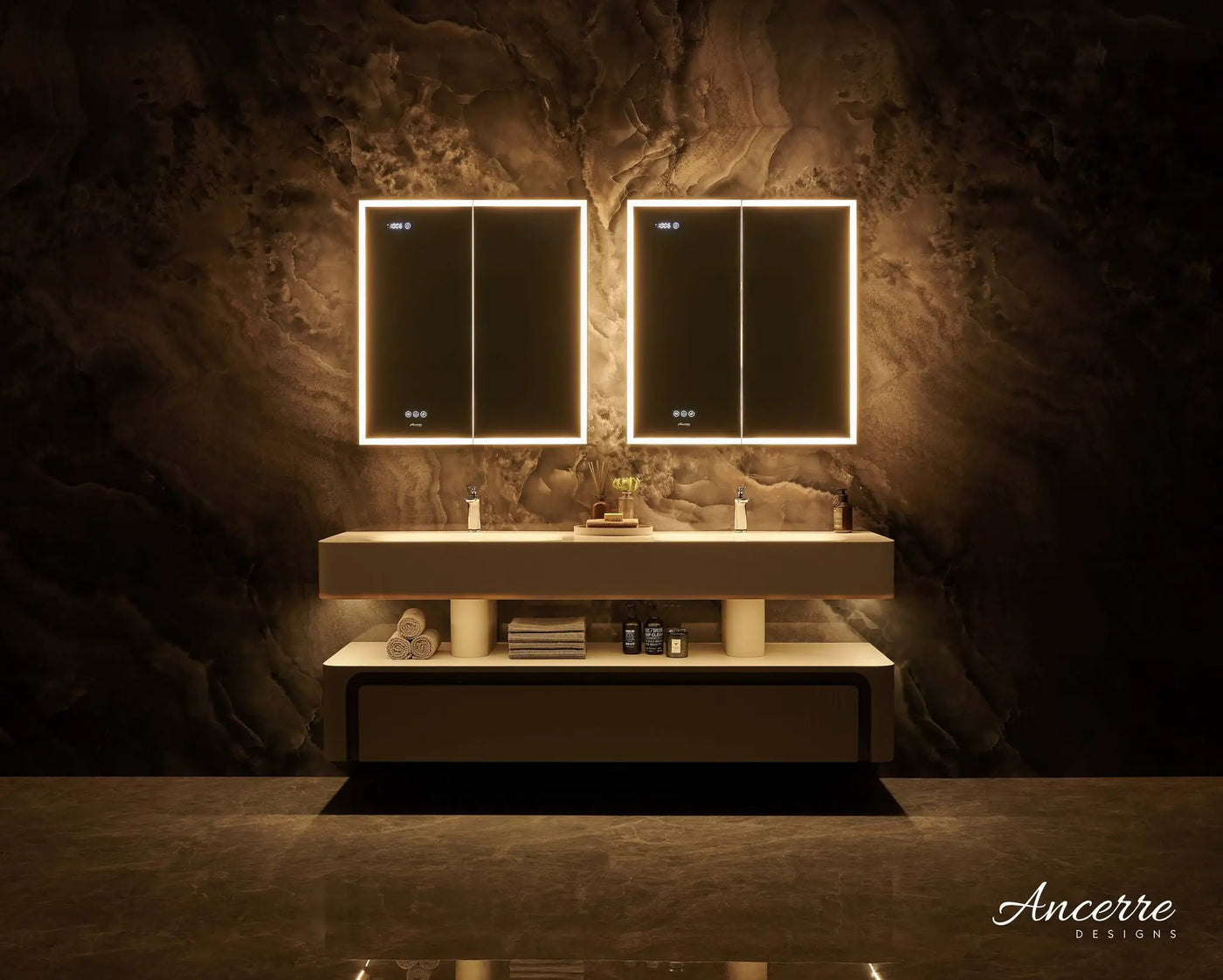 Pagani LED Mirror Cabinet with Defogger, Dimmer, Magnifier & USB outlet by Ancerre Designs