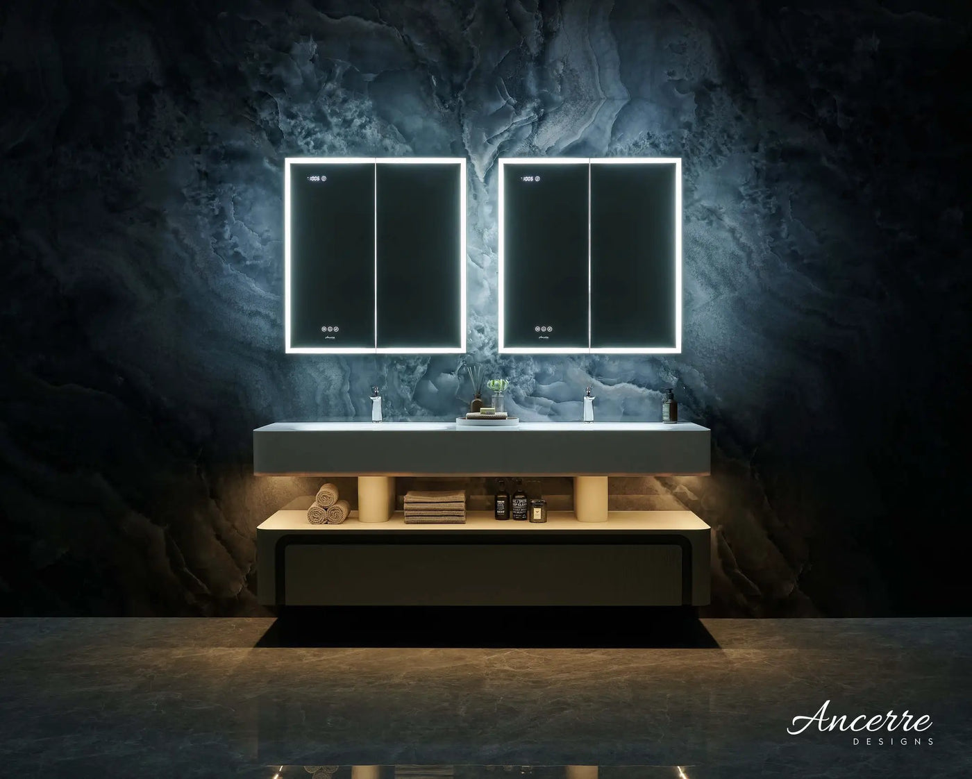 Pagani LED Mirror Cabinet with Defogger, Dimmer, Magnifier & USB outlet by Ancerre Designs