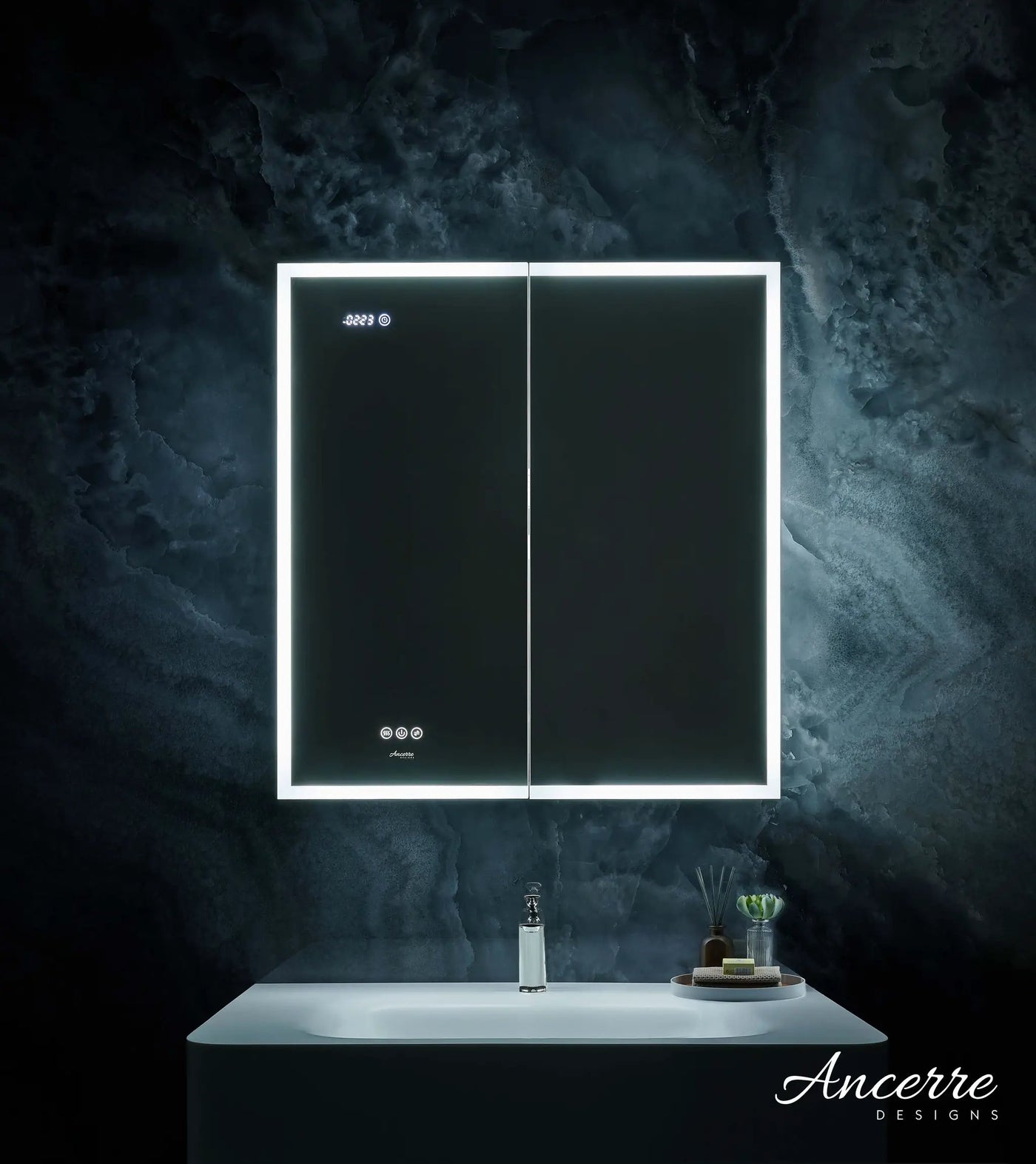 Pagani LED Mirror Cabinet with Defogger, Dimmer, Magnifier & USB outlet by Ancerre Designs
