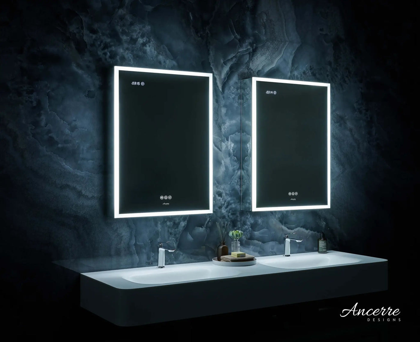 Pagani LED Mirror Cabinet with Defogger, Dimmer, Magnifier & USB outlet by Ancerre Designs