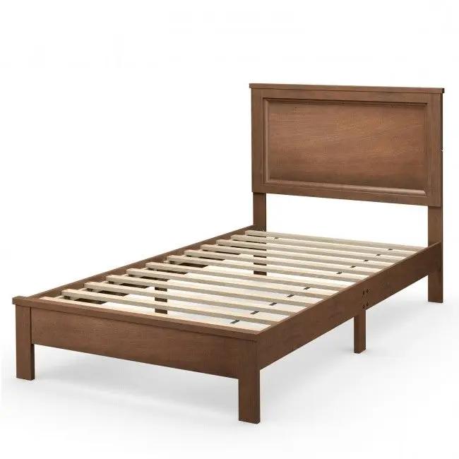 Twin Size Modern College Dorm Wooden Platform Bed in Walnut by HomePacific