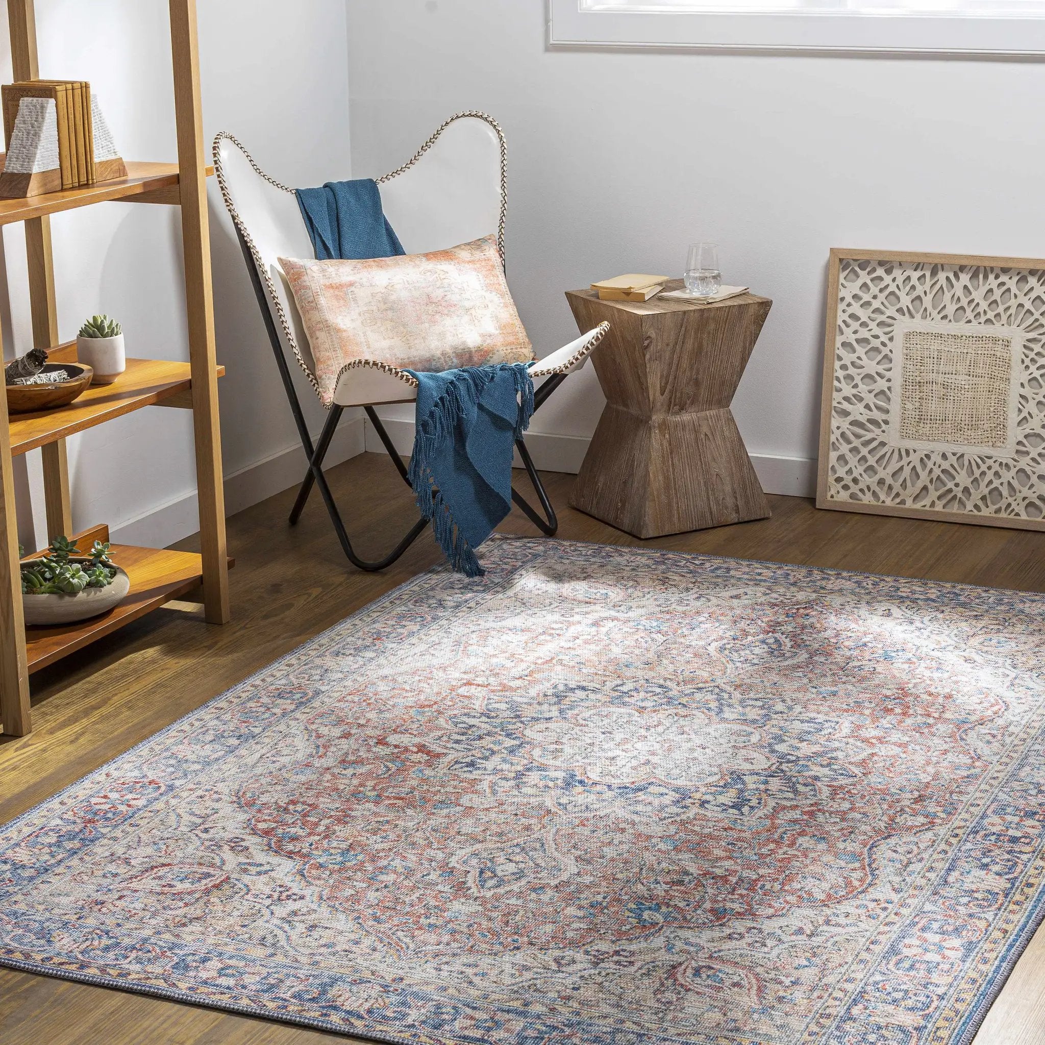 Wacousta Red&Blue Washable Rug - Clearance by Boutique Rugs