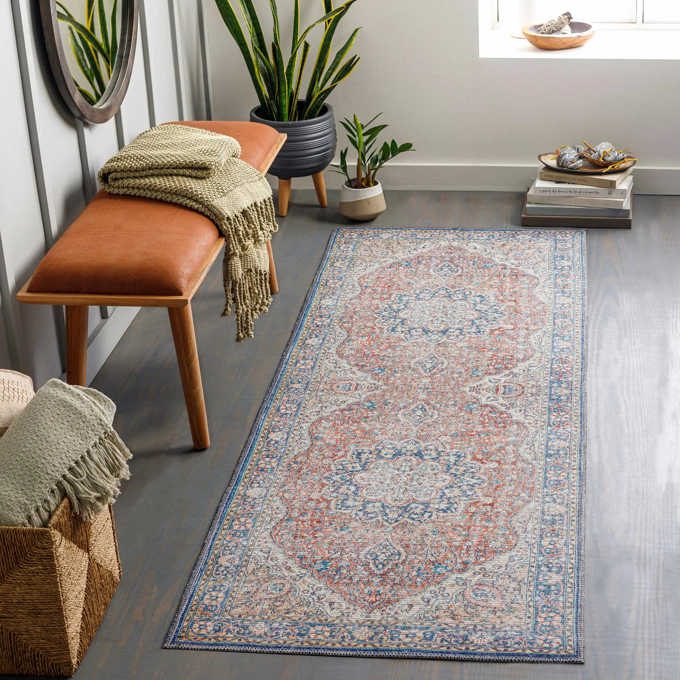 Wacousta Red&Blue Washable Rug - Clearance by Boutique Rugs