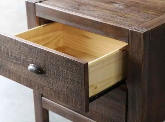 Farmhouse Style Solid Pine Wood 2-Drawer Nightstand Bedside Table in Walnut by HomePacific