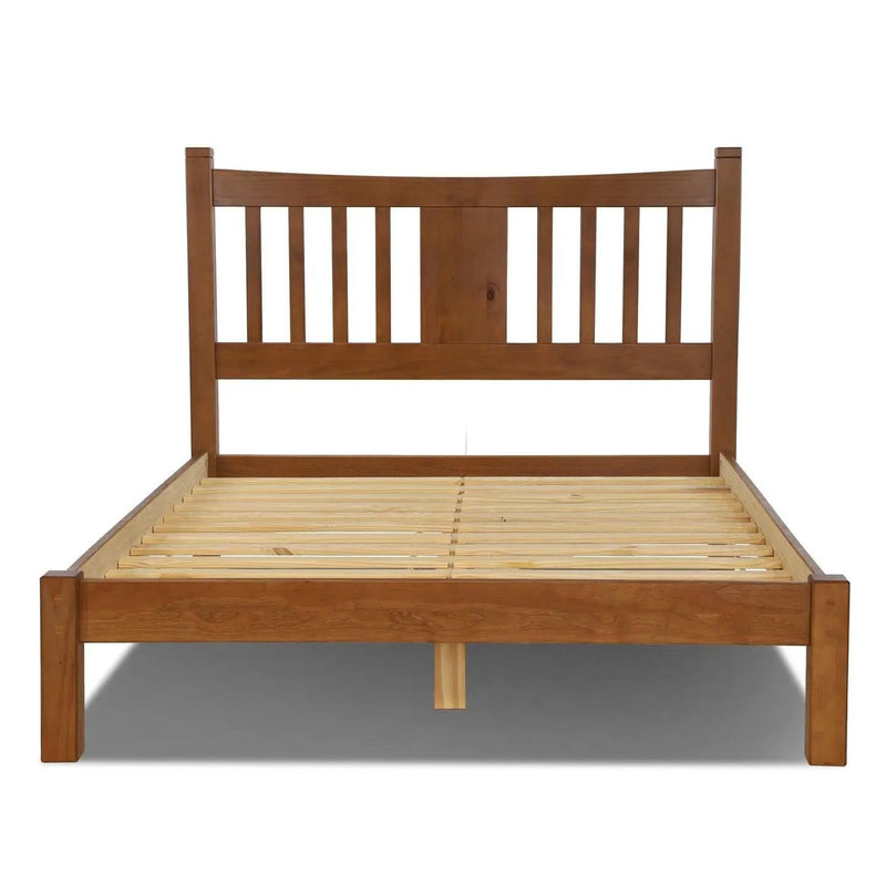 King Farmhouse Style Solid Wood Platform Bed Frame with Headboard in Walnut by HomePacific