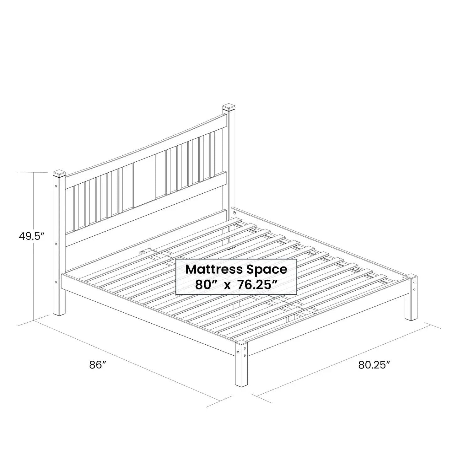 King Farmhouse Style Solid Wood Platform Bed Frame with Headboard in Walnut by HomePacific
