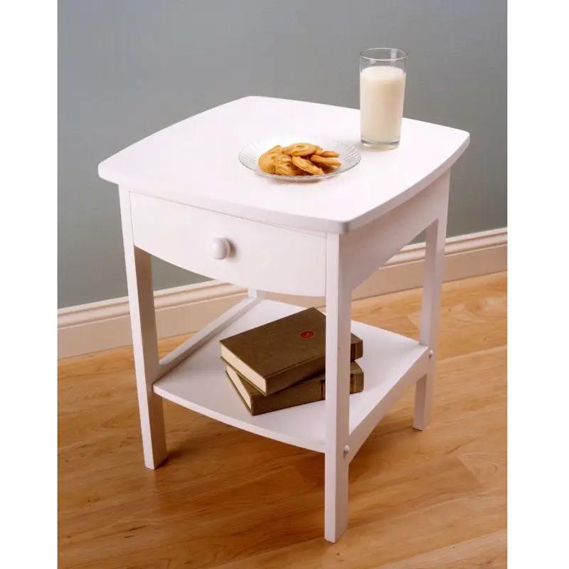 White Wood Contemporary 1-Drawer Bedside Table Nightstand by HomePacific
