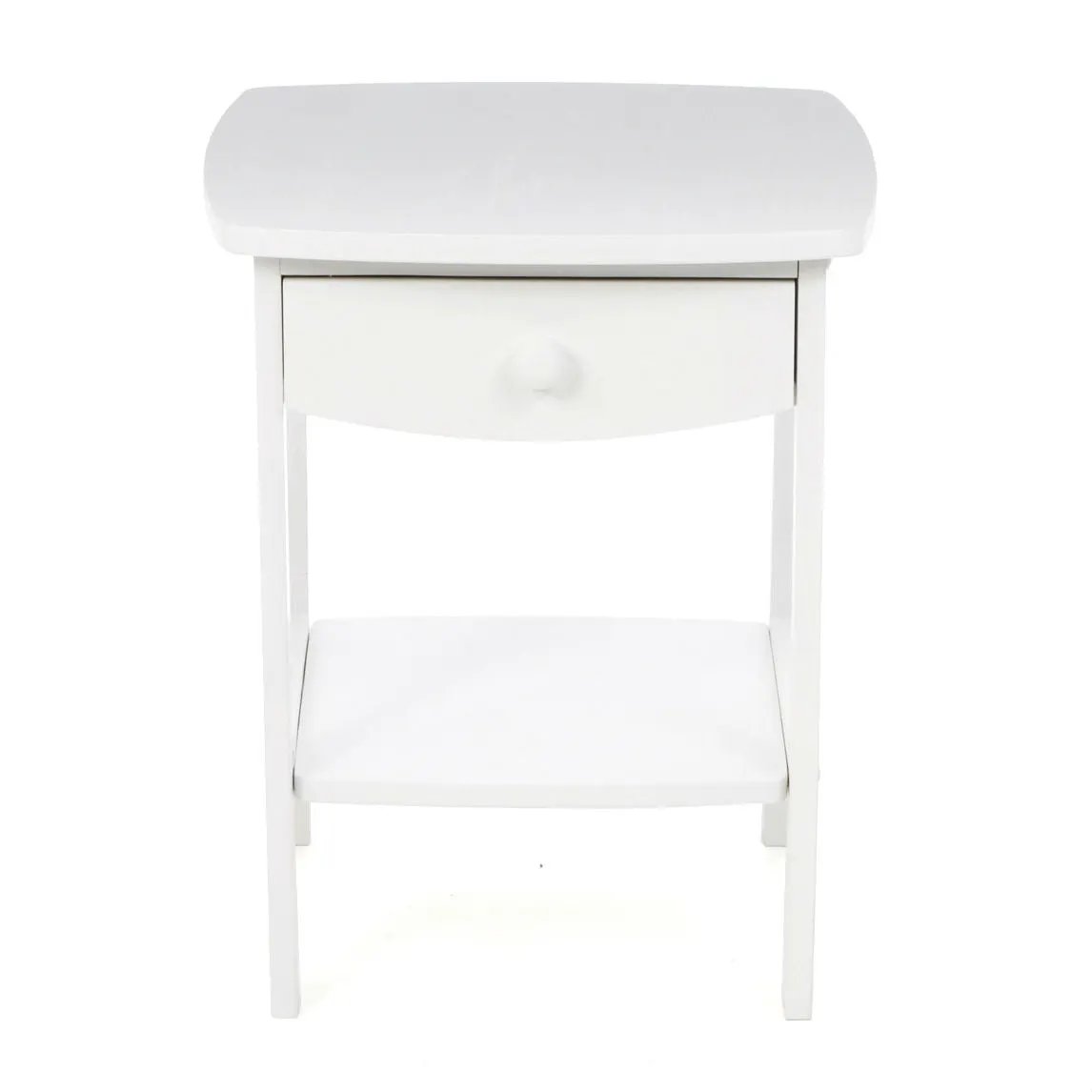 White Wood Contemporary 1-Drawer Bedside Table Nightstand by HomePacific