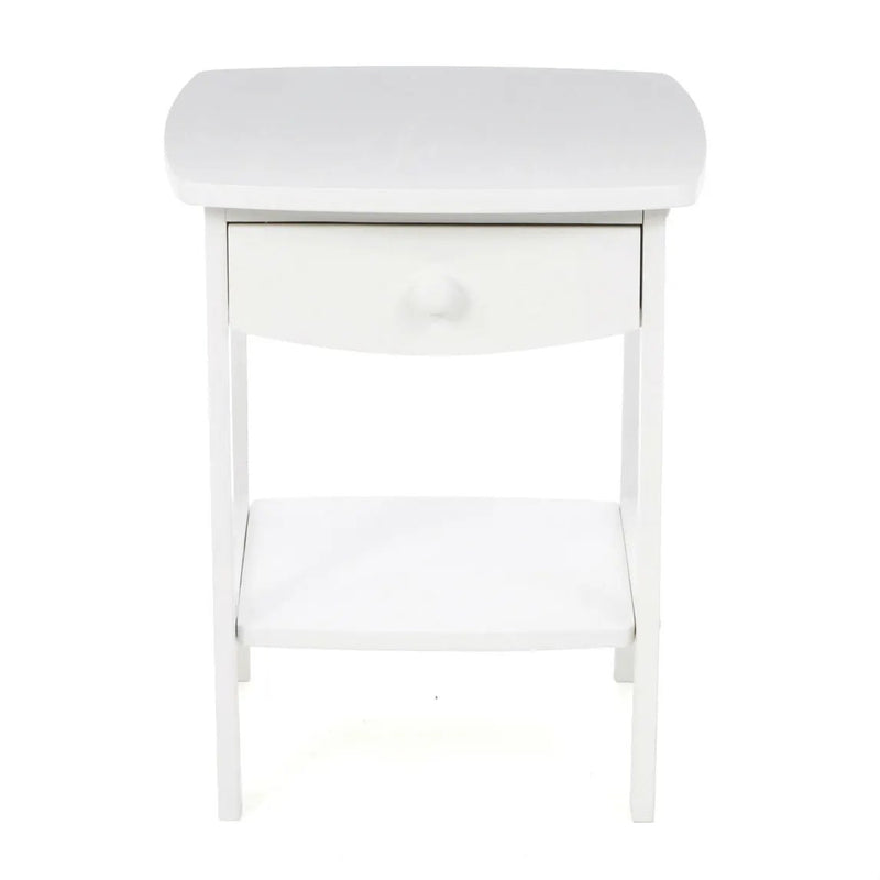 White Wood Contemporary 1-Drawer Bedside Table Nightstand by HomePacific