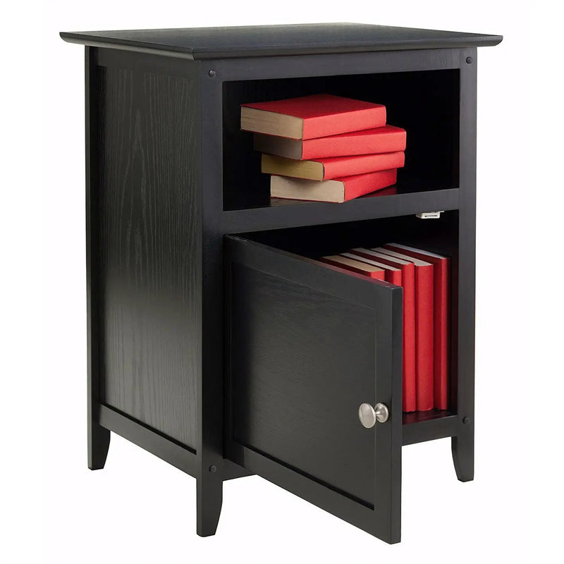 Black Shaker Style End Table Nighstand with Shelf by HomePacific