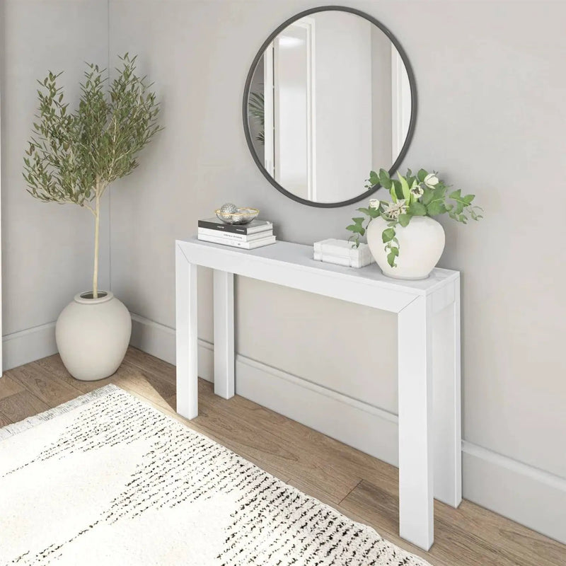 Solid Wooden Modern Accent Console Table / Sofa Table in White Wood Finish by HomePacific