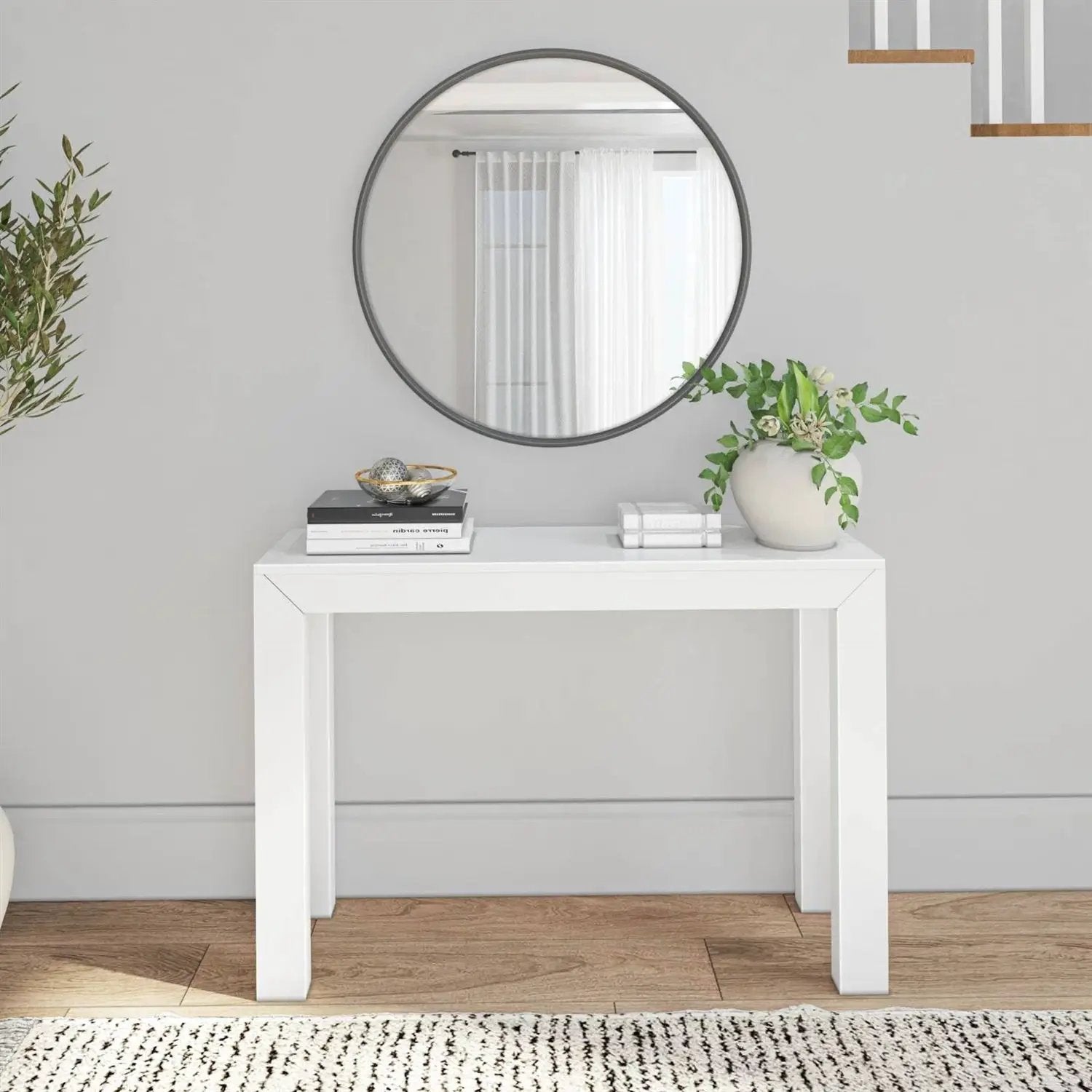 Solid Wooden Modern Accent Console Table / Sofa Table in White Wood Finish by HomePacific