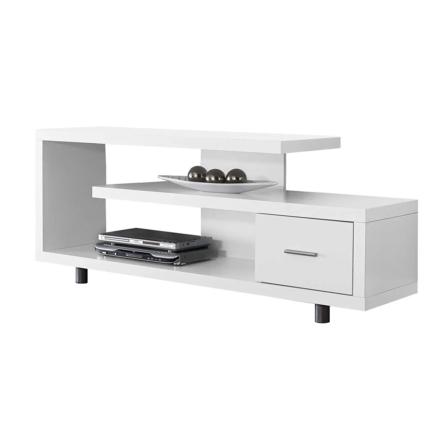 White Modern TV Stand - Fits up to 60-inch Flat Screen TV by HomePacific
