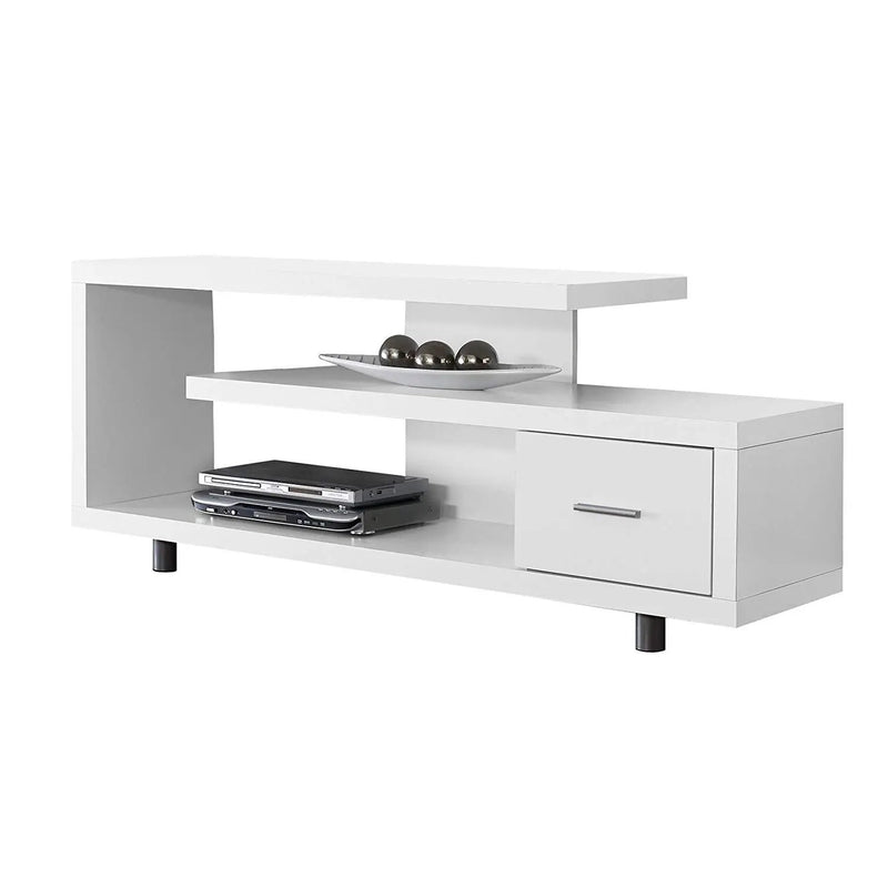 White Modern TV Stand - Fits up to 60-inch Flat Screen TV by HomePacific