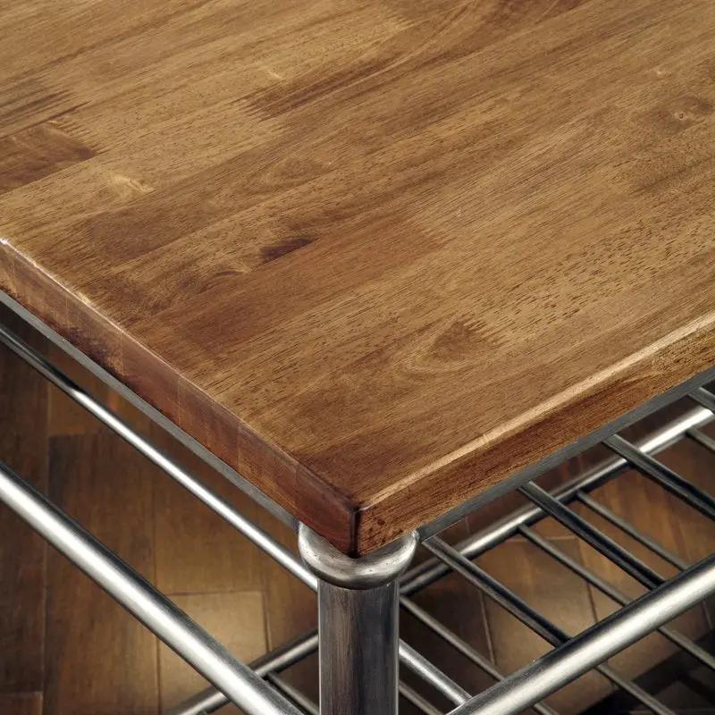 Classic French Style Hardwood Butcher Block Top Metal Kitchen Utility Table by HomePacific