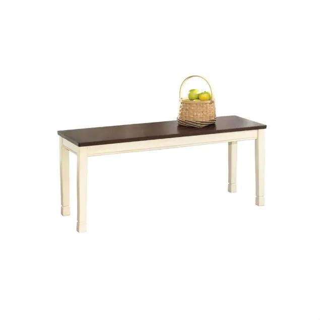 Kitchen Seating Wooden Bench in White and Brown Finish by HomePacific