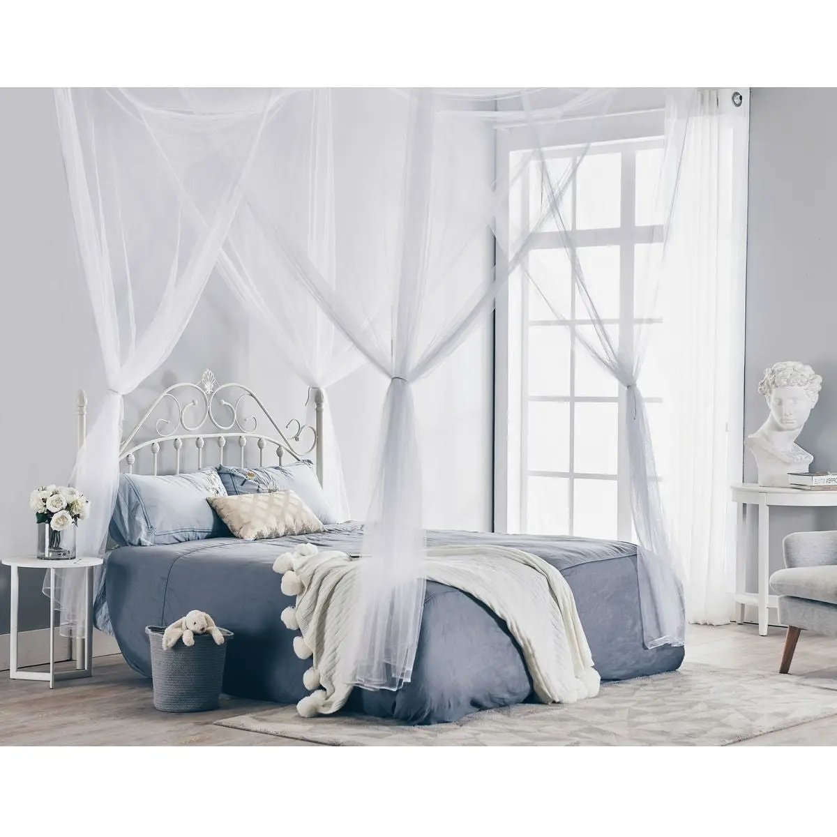 White 4-Post Bed Netting Mosquito Net for Canopy Beds - Fits size Full Queen and King by HomePacific