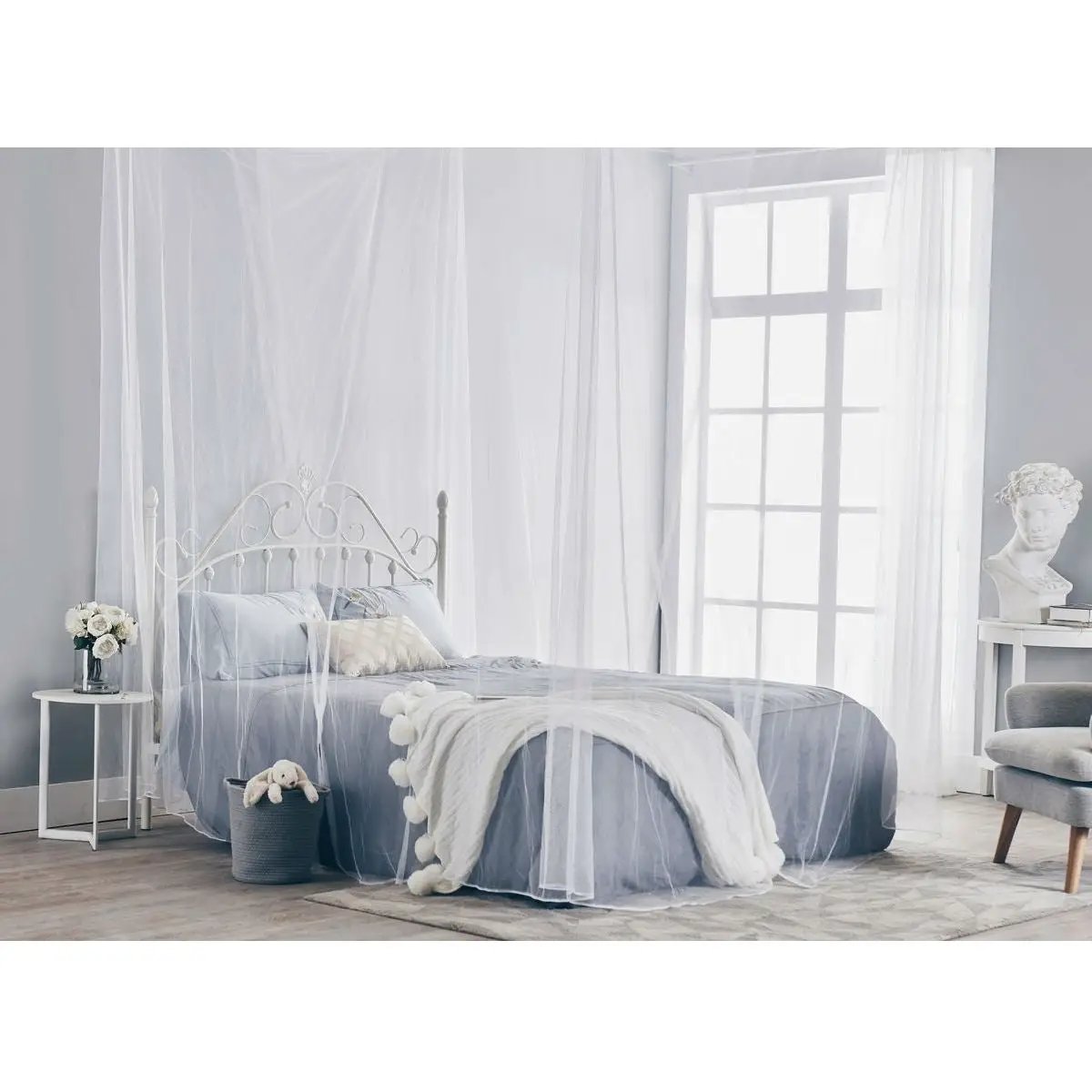 White 4-Post Bed Netting Mosquito Net for Canopy Beds - Fits size Full Queen and King by HomePacific
