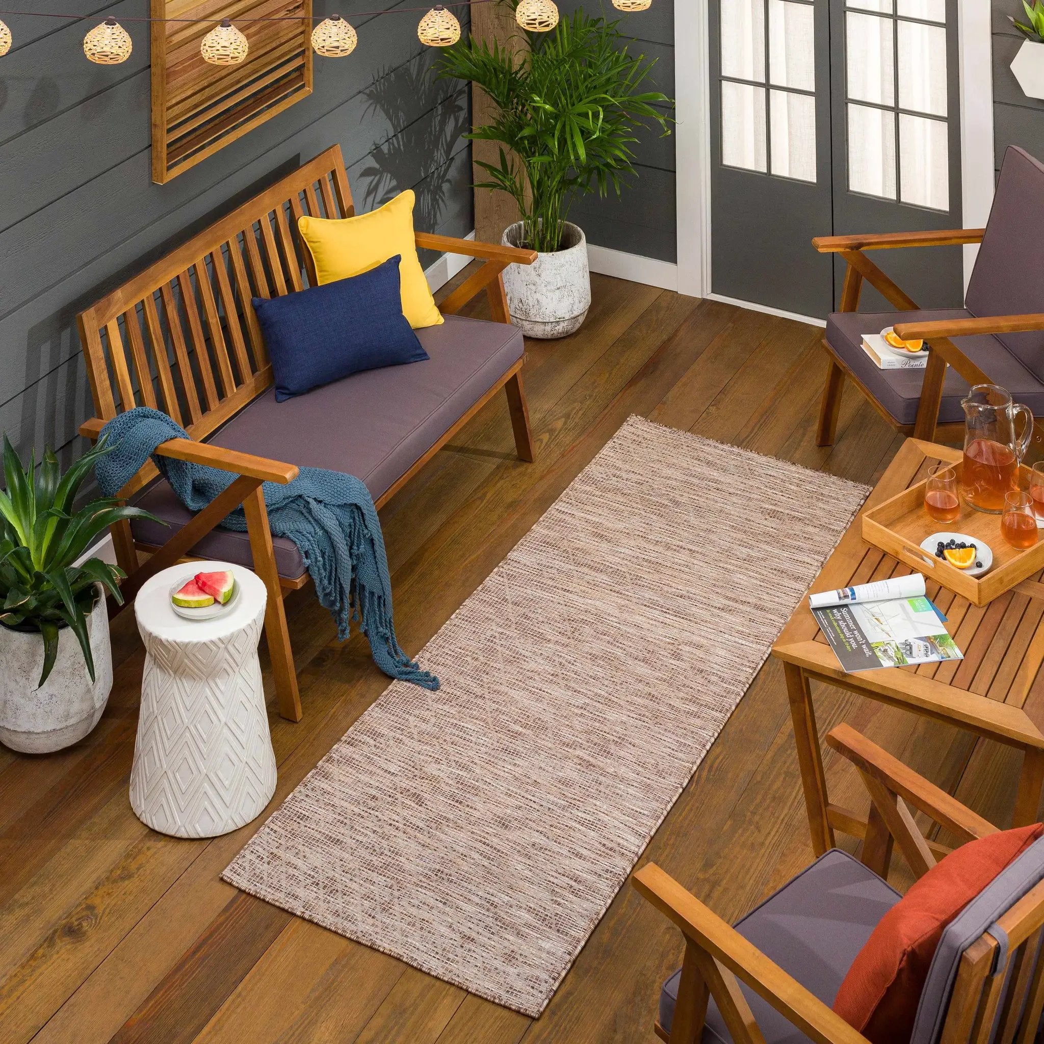 Lorena Beige Flatweave Trellis Outdoor Rug - Clearance by Boutique Rugs