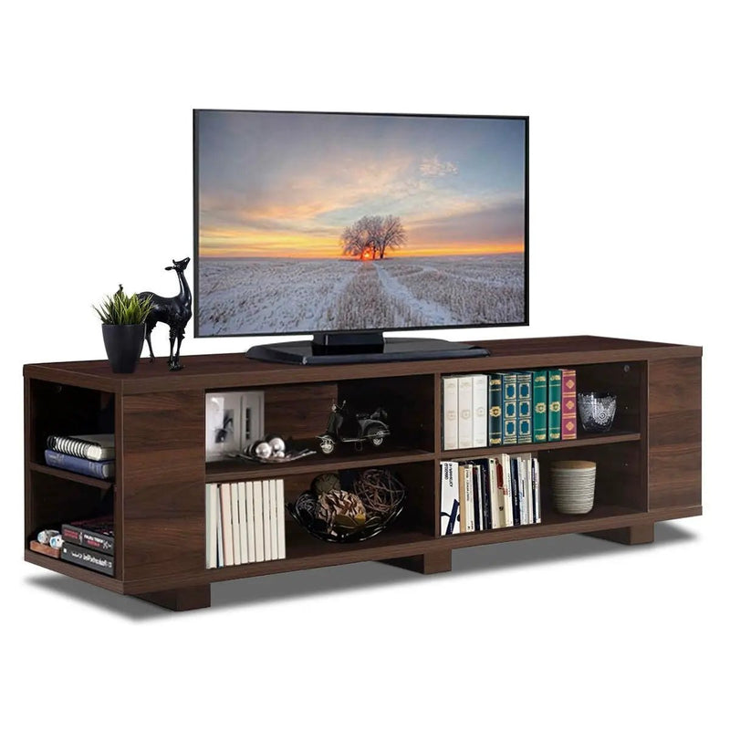 Modern TV Stand in Walnut Wood Finish - Holds up to 60-inch TV by HomePacific