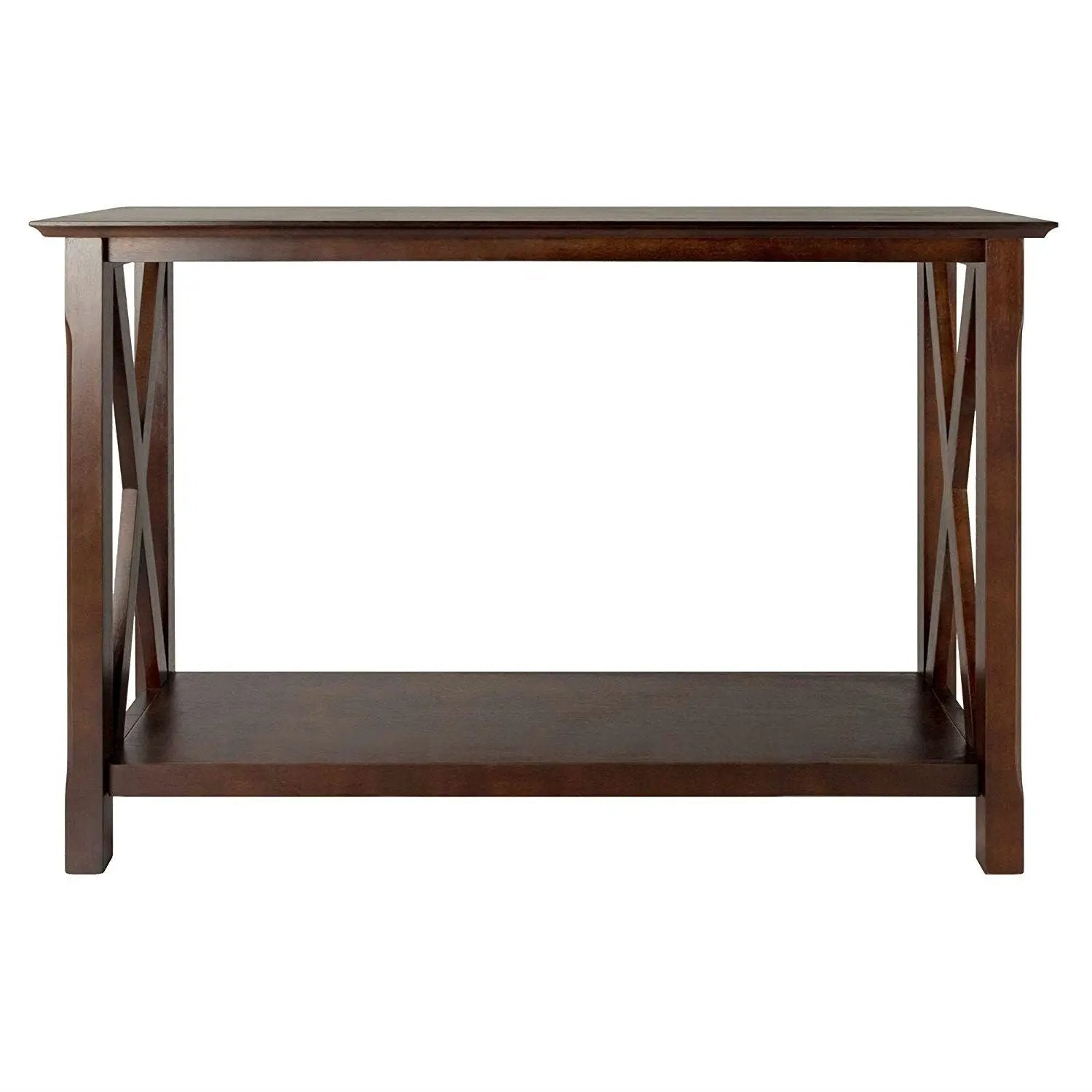 Cappuccino Brown Wood Console Sofa Table with Bottom Shelf by HomePacific