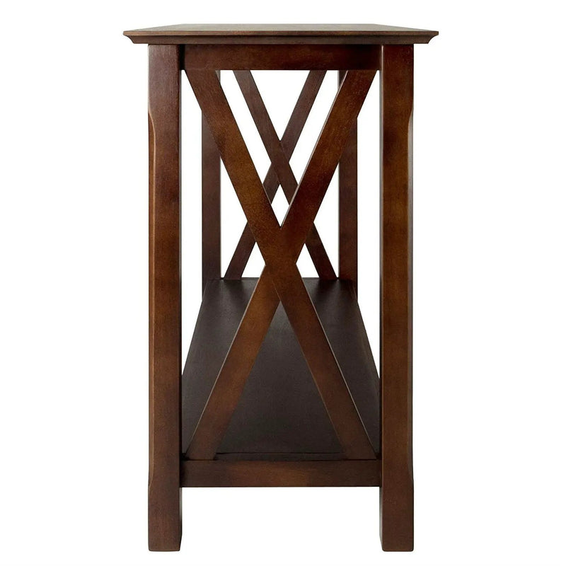 Cappuccino Brown Wood Console Sofa Table with Bottom Shelf by HomePacific