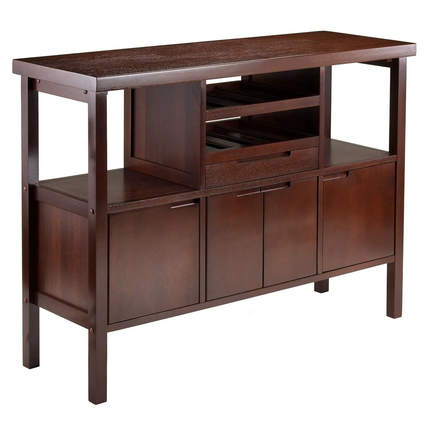 Sideboard Buffet Table Wine Rack in Brown Wood Finish by HomePacific