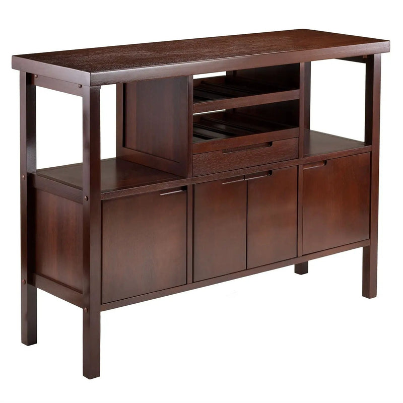 Sideboard Buffet Table Wine Rack in Brown Wood Finish by HomePacific