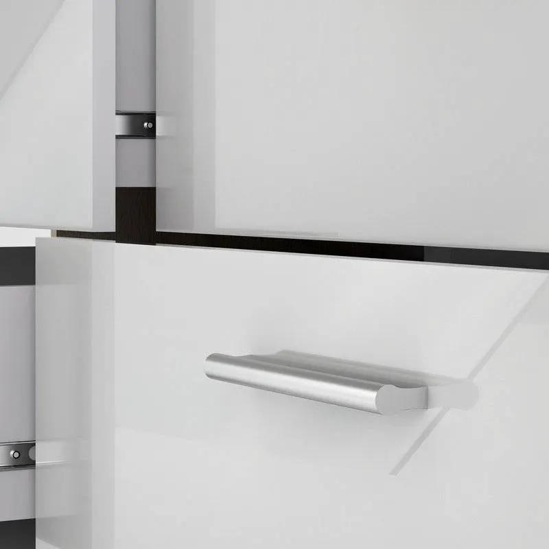 White Modern Bedroom 8-Drawer Double Dresser with Oak Finish Sides and Top by HomePacific