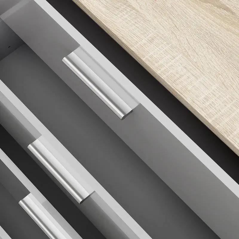 White Modern Bedroom 8-Drawer Double Dresser with Oak Finish Sides and Top by HomePacific