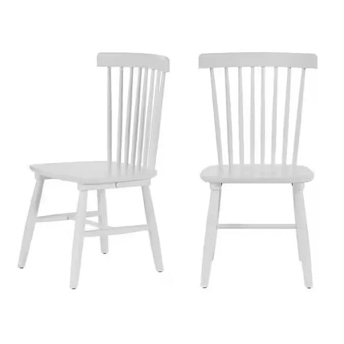 Set of 2 Classic Spindle Back White Solid Wood Dining Chair by HomePacific