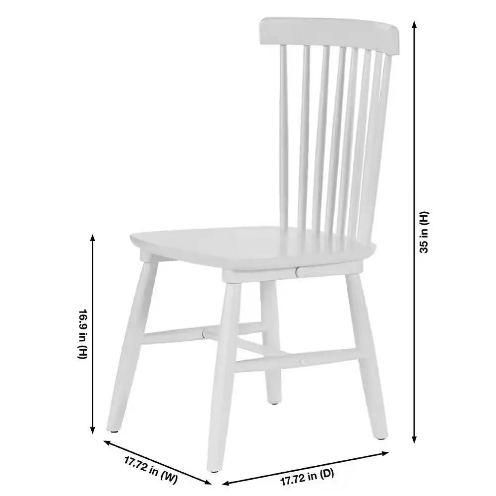 Set of 2 Classic Spindle Back White Solid Wood Dining Chair by HomePacific