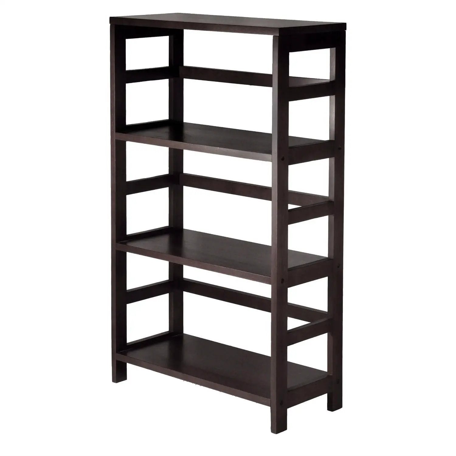 Wide 3-Shelf Modern Shelving Unit in Espresso Wood Finish by HomePacific