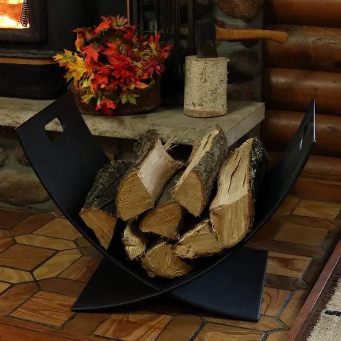 Black Indoor/Outdoor 30 inch Steel Powder Coated Firewood Log Storage Rack by HomePacific