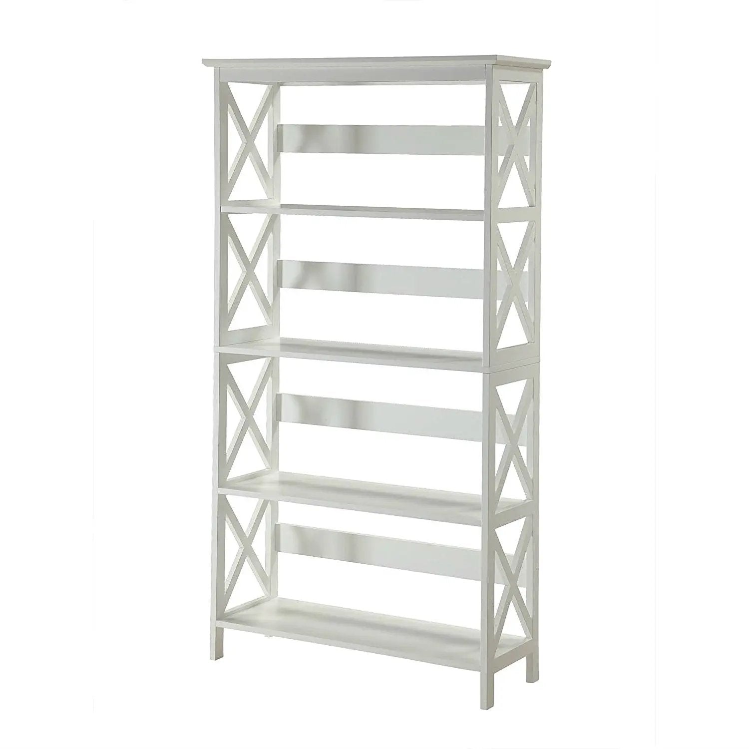 Glossy White 5-Shelf Bookcase by HomePacific