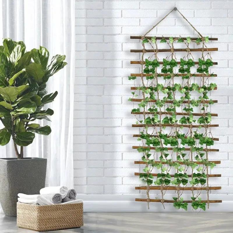 Indoor Outdoor Wall Hanging Willow Wood and Jute Garden Trellis by HomePacific