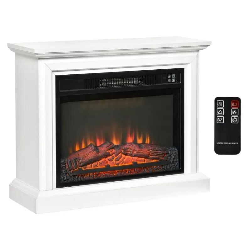 31 inch White Electric Fireplace Heater Dimmable Flame Effect and Mantel w/ Remote Control by HomePacific