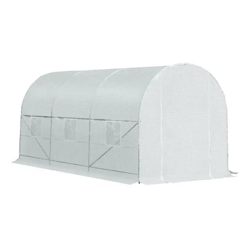 14.7 Ft x 6.5 Ft Outdoor Greenhouse w/ Heavy Duty Steel Frame and White PE Cover by HomePacific