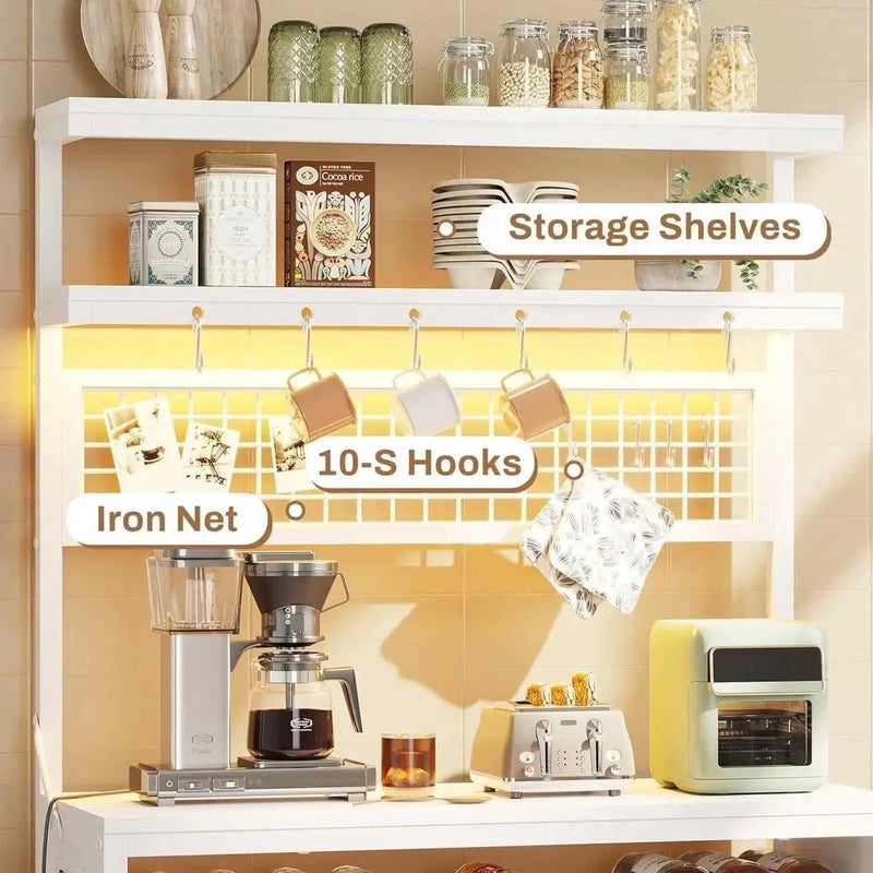 White Modern Industrial Kitchen Baker's Rack with Multi-Color LED Lights by HomePacific
