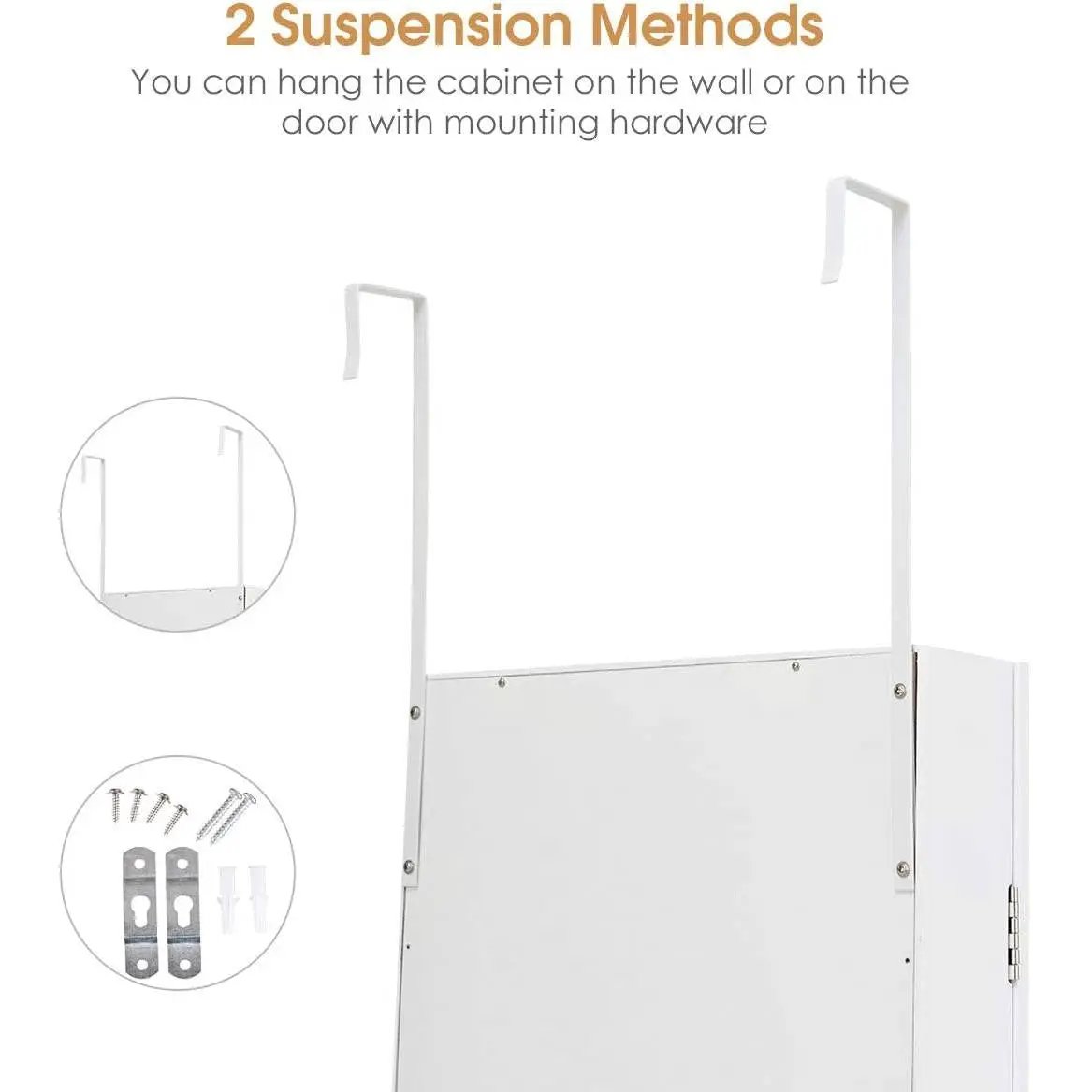 2-in-1 Wall or Door Mounted Jewelry Organizer Full Length Mirror in White by HomePacific