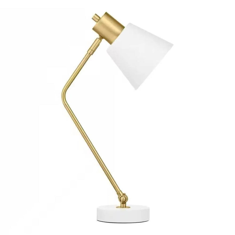 Simple Modern Gold Metal Finish Desk Light Table Lamp with White Shade by HomePacific