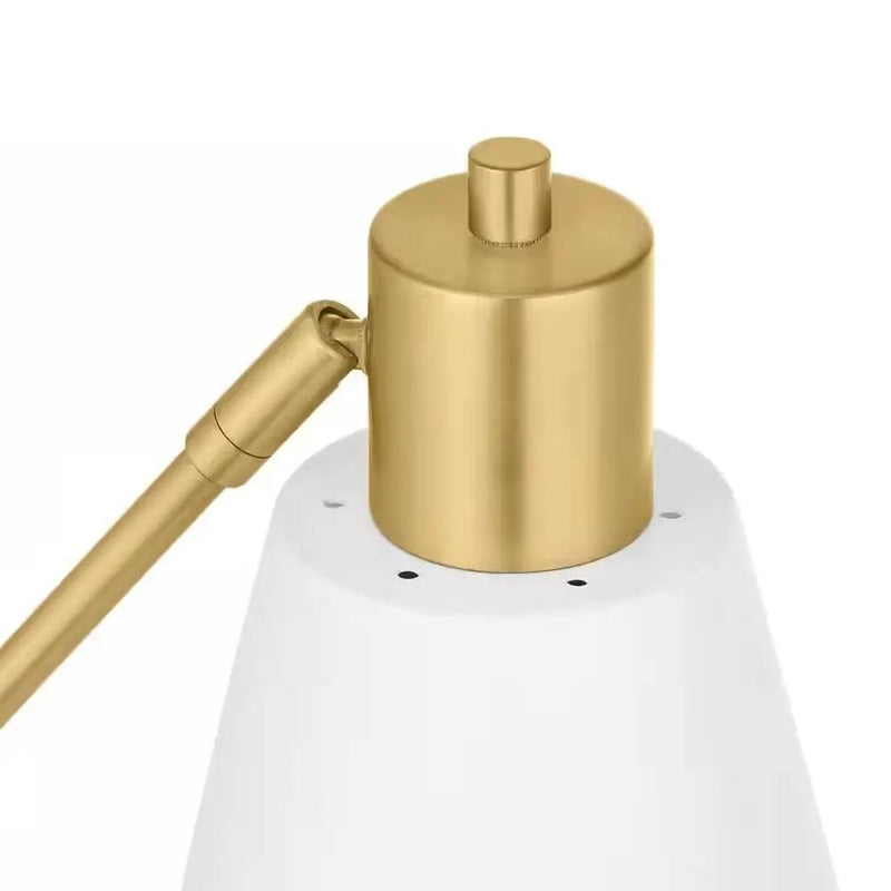 Simple Modern Gold Metal Finish Desk Light Table Lamp with White Shade by HomePacific