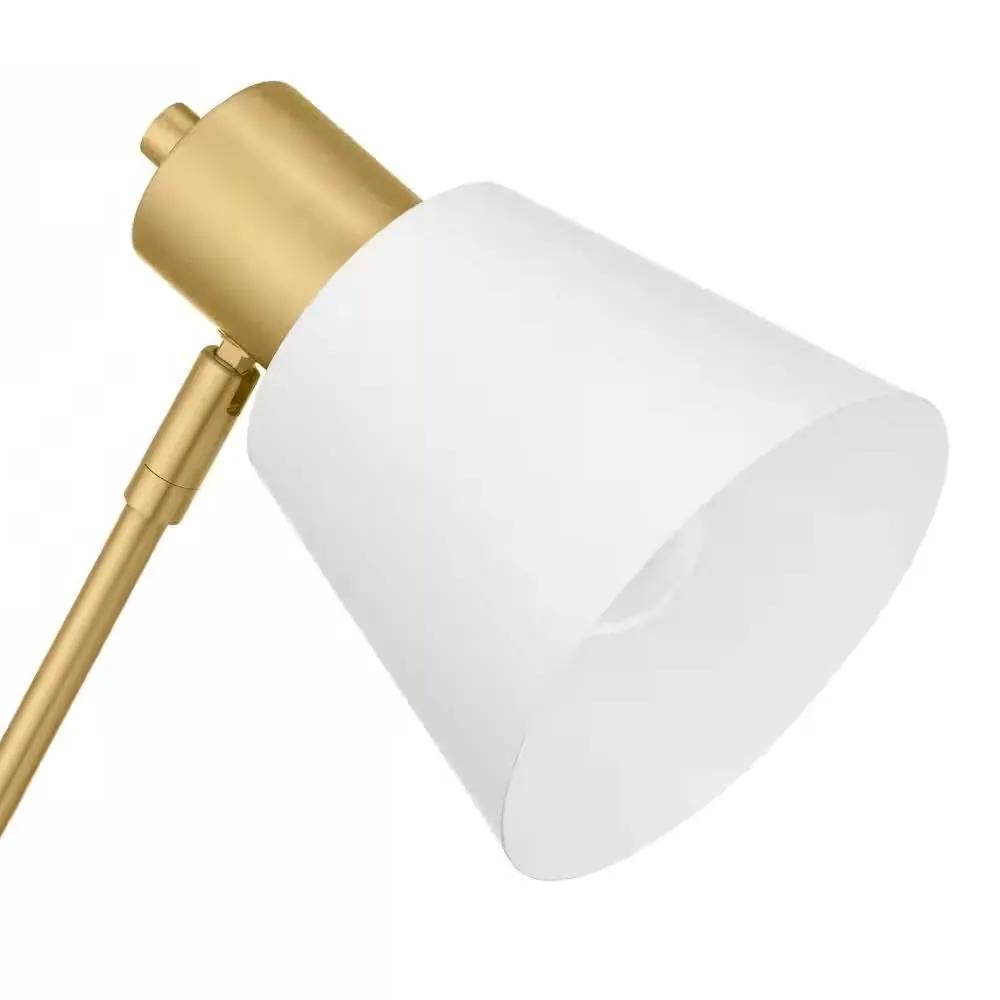 Simple Modern Gold Metal Finish Desk Light Table Lamp with White Shade by HomePacific