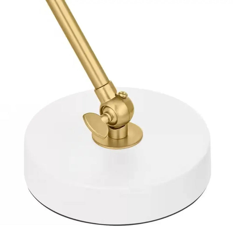 Simple Modern Gold Metal Finish Desk Light Table Lamp with White Shade by HomePacific